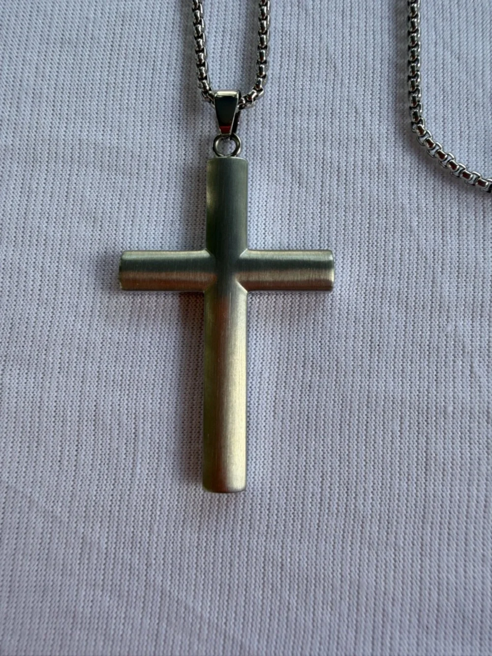 Zales Men's Silver-Tone Cross Pendant Necklace